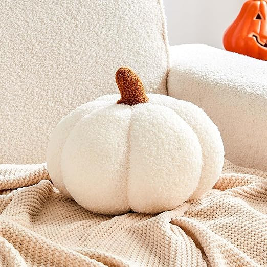 Halloween Pumpkin Pillows, Ivory Fall Decoration Pumpkin Shaped Throw Pillow, 8" Cute 3D Shaped C... | Amazon (US)