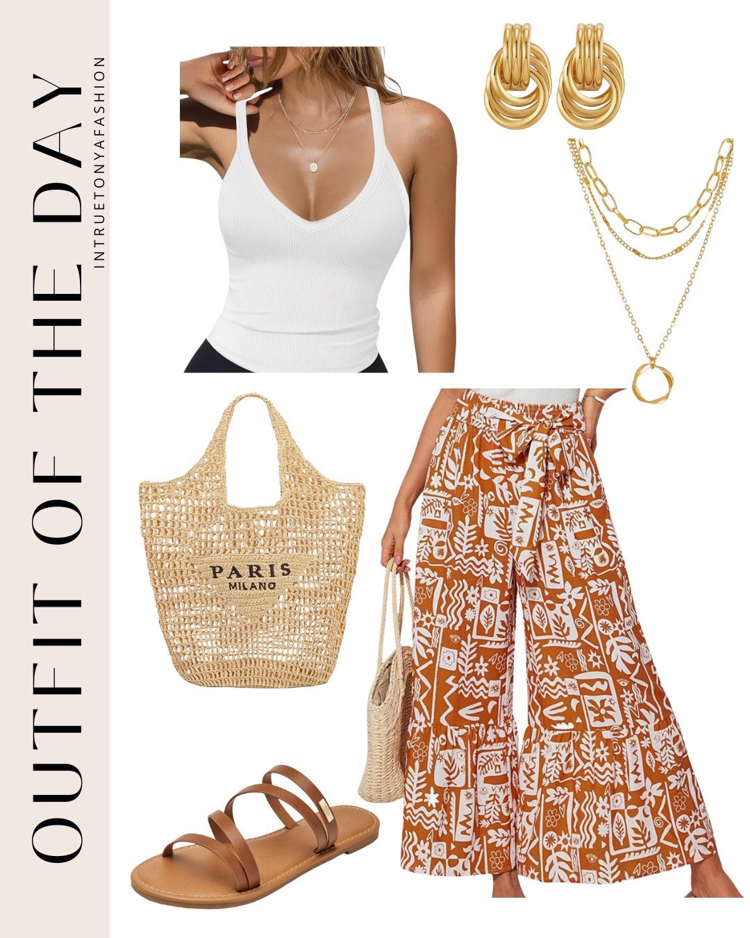 Summer outfit idea from Amazon — white tank top, orange floral pants, sandals, Paris tote bag and gold jewelry 





Amazon outfits every outfit inspo, outfit ideas, casual outfits amazon, amazon outfits every day, spring outfits 2026, summer outfits

#LTKPetite #LTKootd #LTKSaleAlert