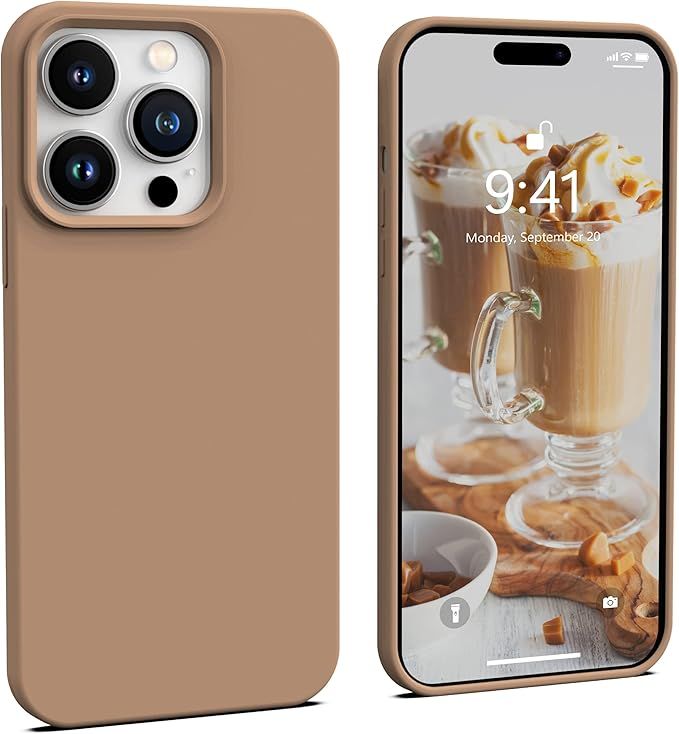 IceSword iPhone 14 Pro Max Case Milk Tea, Liquid Silicone Slim Drop Protective Shockproof Phone C... | Amazon (US)