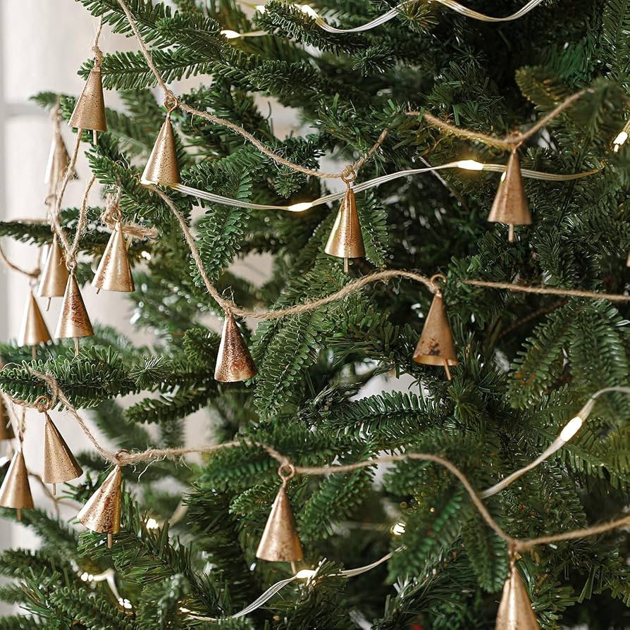 Rustic Vintage Antique Brass Bell Hanging String, 25 Bronze Metal Bells Christmas Garland Decorat... | Amazon (US)