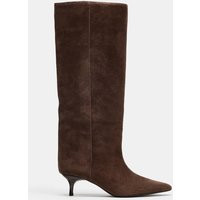 Zara - Suede Kitten Heel Boots - Brown - 9 - Woman | Zara US