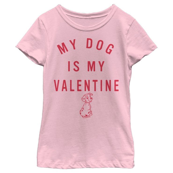 Girl's One Hundred and One Dalmatians My Dog is My Valentine T-Shirt | Target