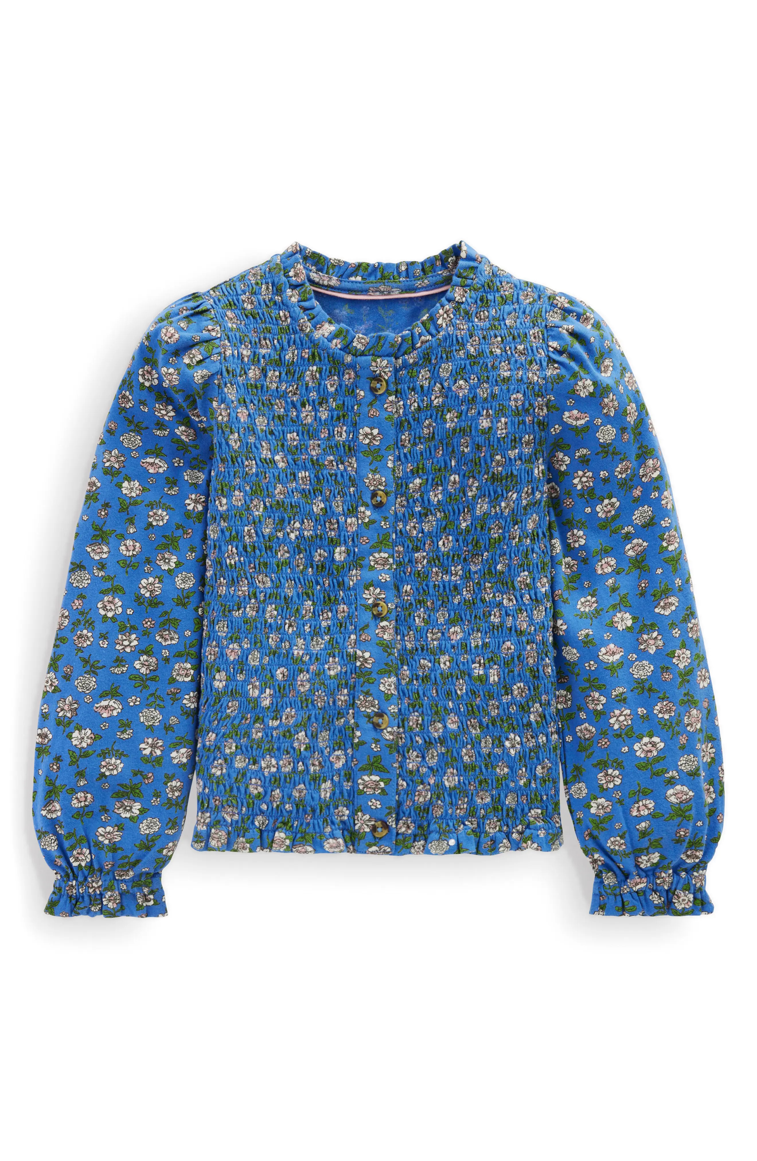 Kids' Floral Smocked Knit Button-Up Shirt (Women) | Nordstrom | Nordstrom