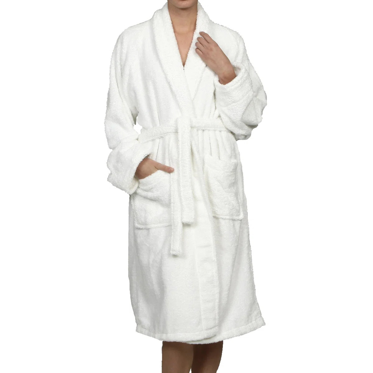100% Cotton Terry Cloth Gender Neutral Mid-Calf Bathrobe with Pockets | Wayfair North America