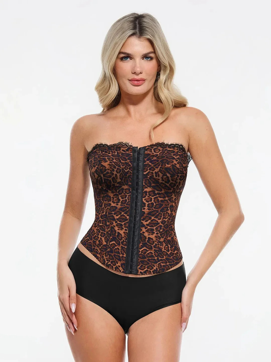 Shapewear Sculpting Leopard Mesh Detachable Strap Corset Top | Popilush