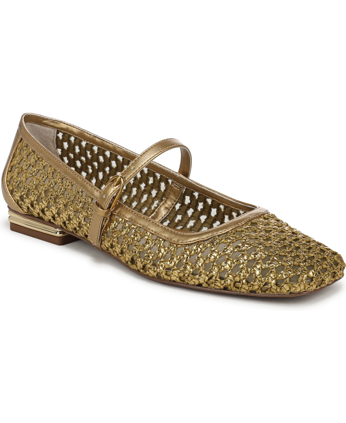 Franco Sarto Women's Tinsley 2 Square Toe Mary Jane Flats - Gold Faux Raffia | Macy's