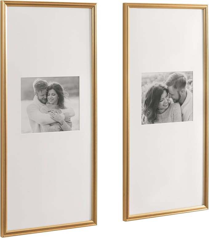 Kate and Laurel Adlynn Rectangular Panel Picture Frame Set of 2, 14 x 30 matted to 8 x 10, Gold, ... | Amazon (US)