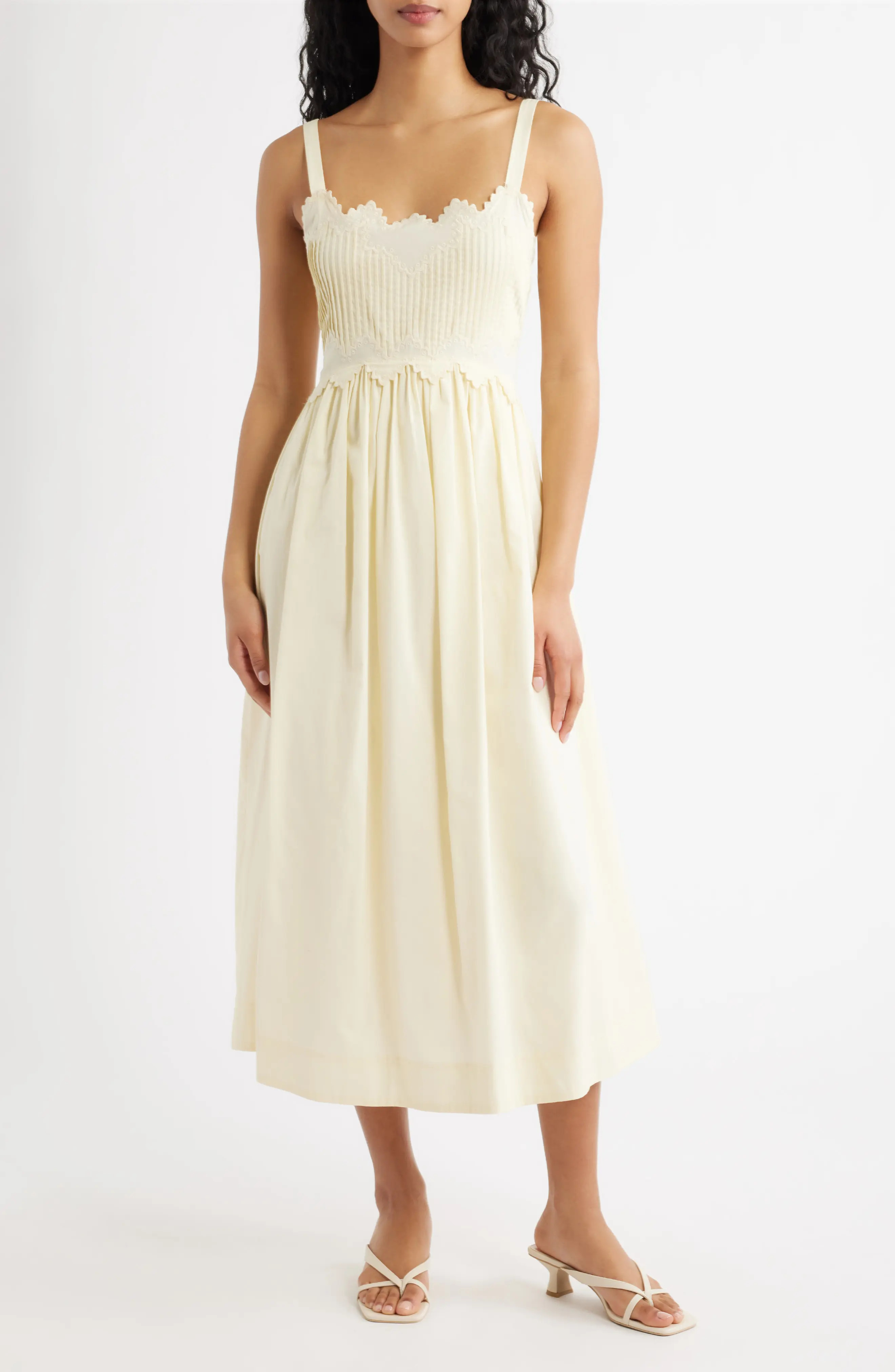 Embroidered Sleeveless Cotton Midi Dress (Women) | Nordstrom | Nordstrom