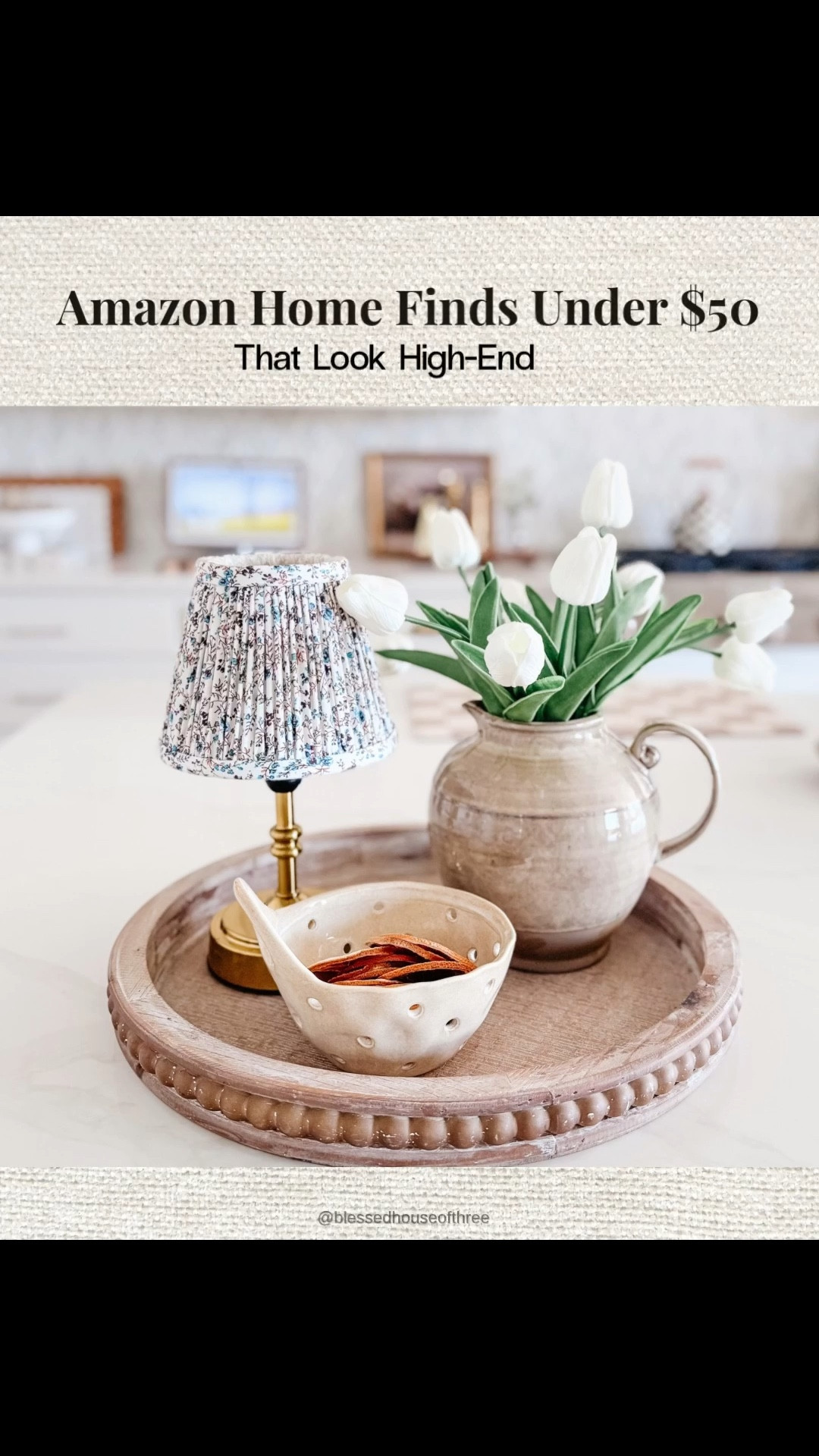 Amazon home finds under $50 that look high-end and elevate your space instantly—these affordable neutral decor pieces are my go-to for styling coffee tables, shelves, and everyday living spaces, including this fluted bowl, ceramic pitcher, cordless lamp, spring tulips, spring decor, beaded tray, and wood accents that create a warm, minimal home aesthetic without overspending, perfect for anyone looking for budget-friendly Amazon decor that feels designer and timeless—follow me on LTK for daily fashion, home decor & Amazon finds

#LTKSaleAlert #LTKHome