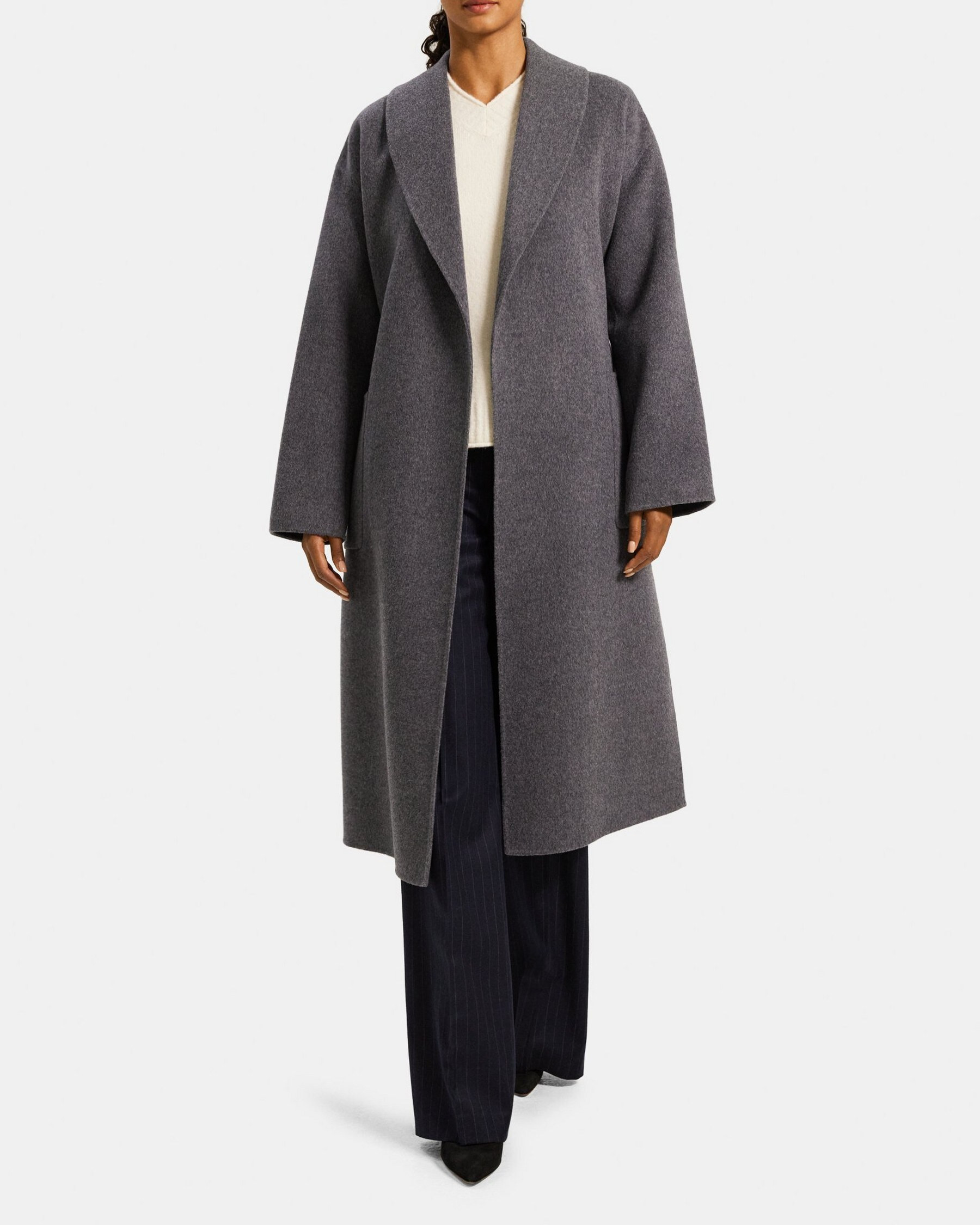 Robe Coat in Double-Face Wool-Cashmere | Theory Outlet