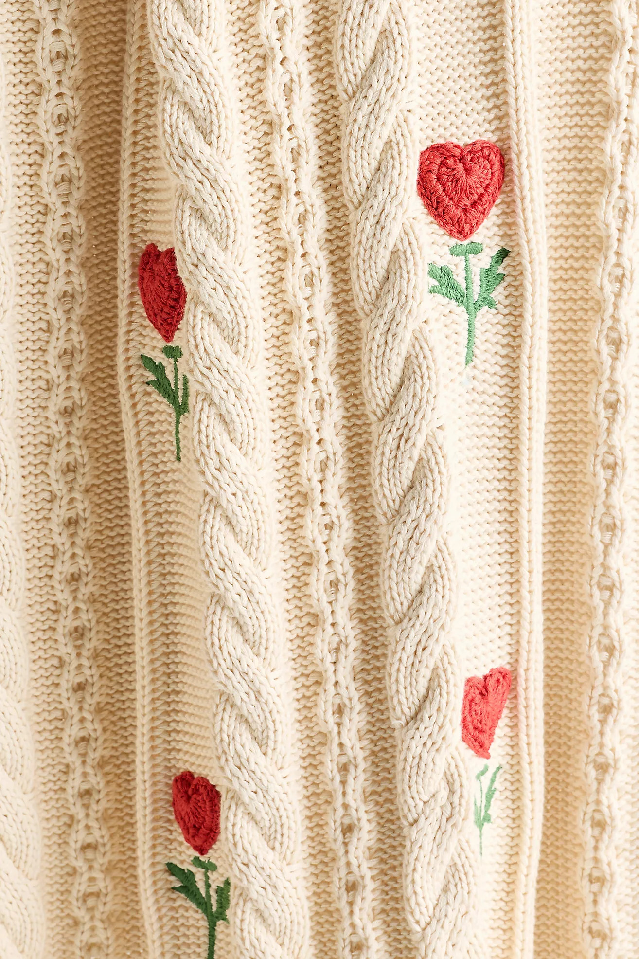 Cable-Knit Icon Floral Throw Blanket | Anthropologie (US)