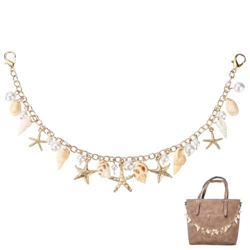 Lyreh Ocean Handbag Chain, Alloy Beach Conch Pearls Starfish Shells Bag Charm Stylish Gold Sea Shell Beachy Seashell Bag Jewelry Decoration Accessories for Women Friend Wife Gift | Amazon (US)