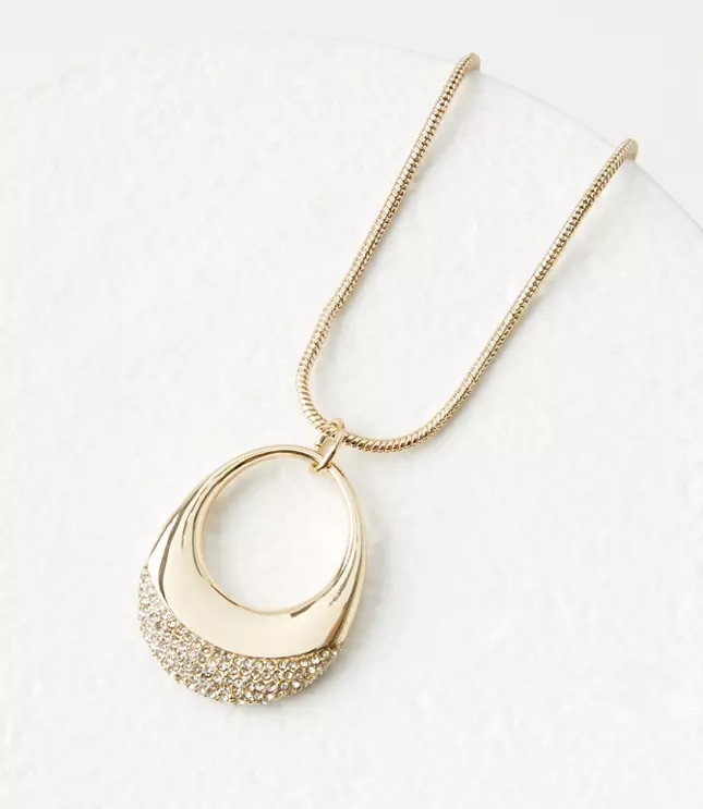 Pave Crescent Pendant Necklace | LOFT