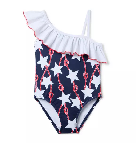 Star Ruffle Shoulder Swimsuit | Janie and Jack