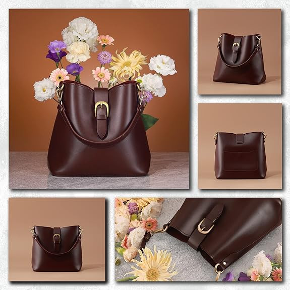 Town Bucket Vegan Leather Bag For Women Hobo Retro Faux Casual Purse Classic Vintage Simple Shoul... | Amazon (US)