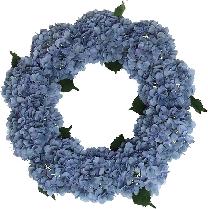 Larksilk 24" Blue Hydrangea Wreath with Grapevine Ring | Artificial Floral Front Door Décor | Li... | Amazon (US)