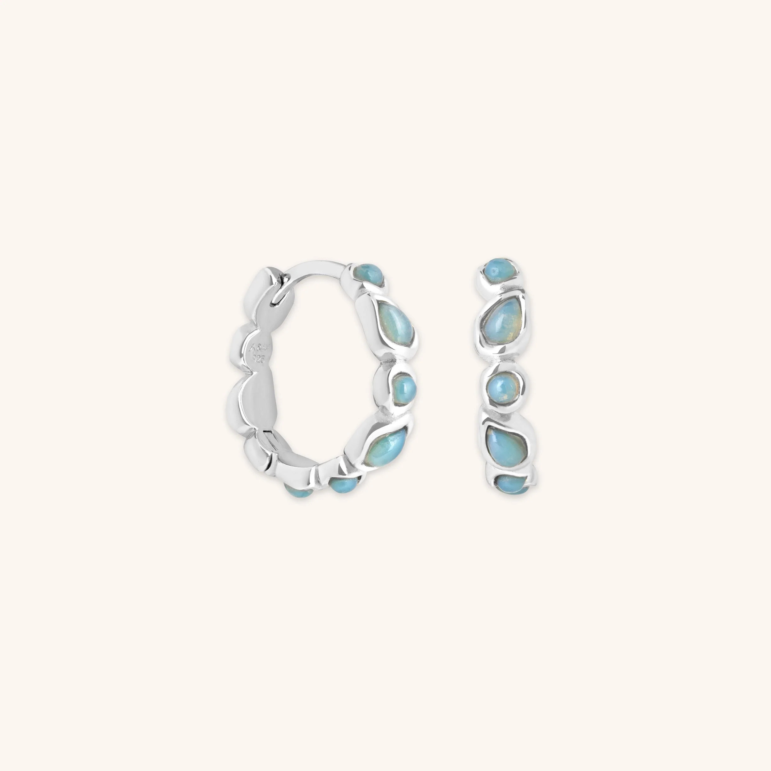 Opal Pear Bezel Silver Hoops | Astrid & Miyu | Astrid & Miyu US
