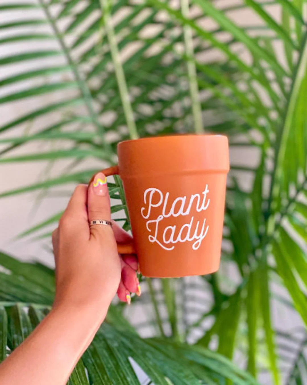 Engraved Plant Lady Terra-cotta Pot Mug, Ceramic Coffee Mug, Succulent Plants Planters, Mom, Love... | Etsy (US)