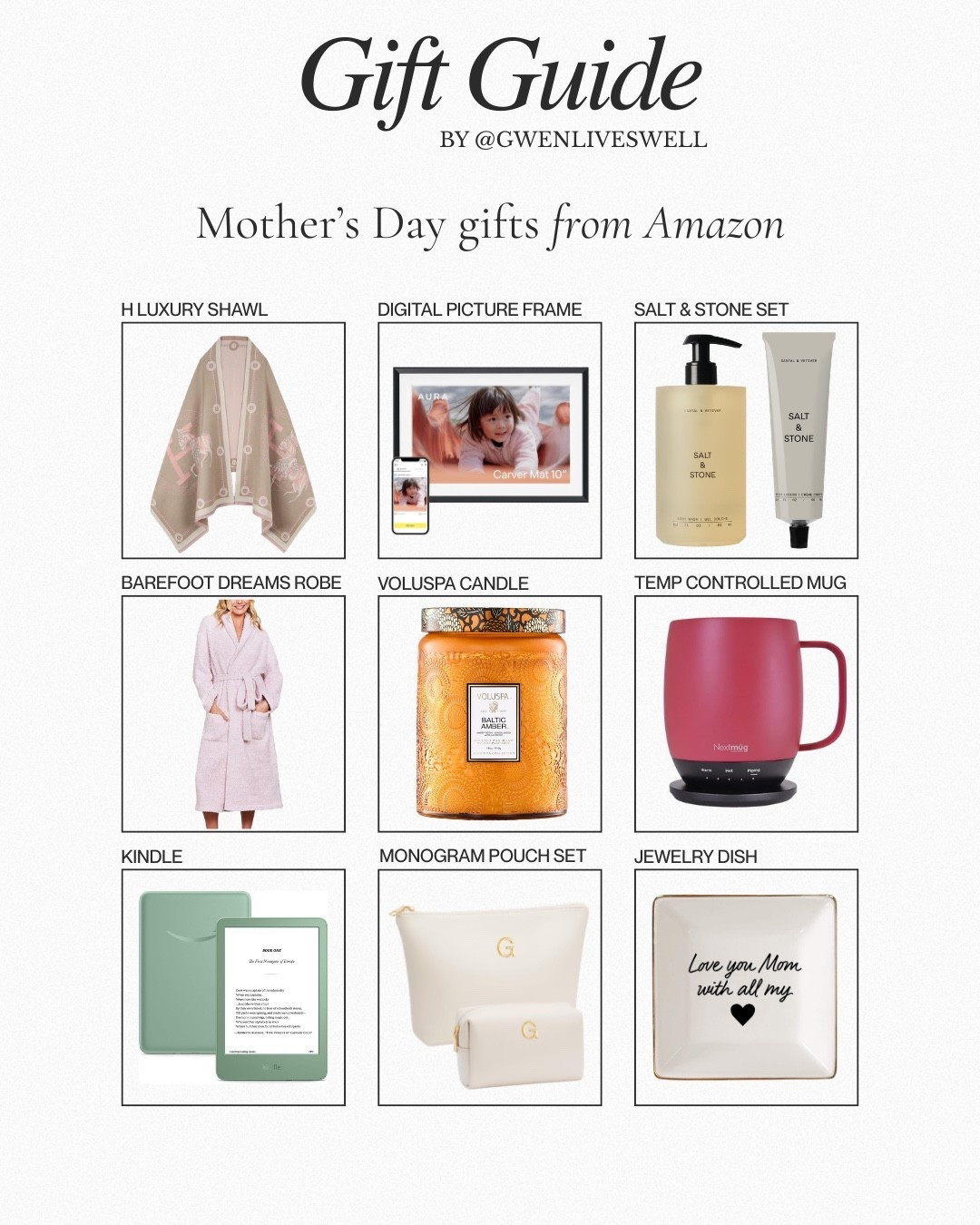 Mother’s Day gifting made easy 🤍 Rounded up some chic Amazon finds she’ll actually use and love — from cozy Barefoot Dreams and Salt & Stone favorites to a gorgeous digital frame and the cutest monogram pouch set.

The best part? Everything in this edit is set to arrive in time for Mother’s Day ✨ Perfect if you’re still looking for something thoughtful without the last-minute stress.

Linked all of my favorites in LTK! #LTKGiftGuide #MothersDayGifts #AmazonFinds #LTKStyle #GiftIdeas #AmazonFavorites

#LTKHome #LTKMothersDay #LTKmomlife #LTKOver40