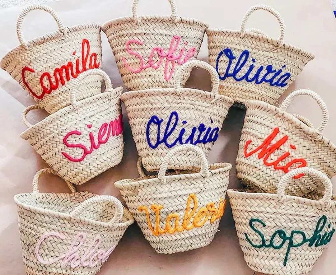 PERSONALIZED straw basket,wedding gift monogrammed bag, bridal shower bags,customized straw bags,... | Etsy (US)