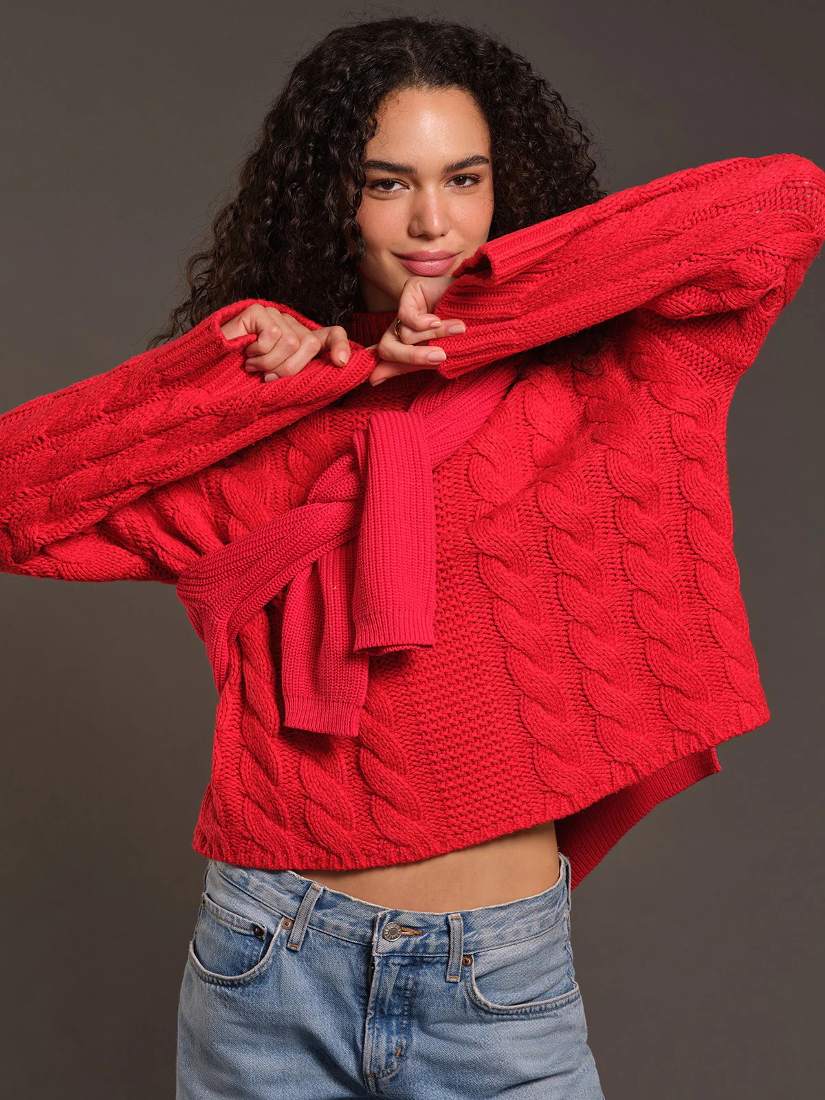 Lilia: Cable Knit Mock Neck Sweater | 525 America