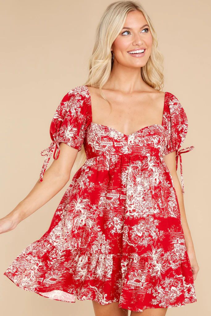 Happy To Hear Red Print Dress | Red Dress 