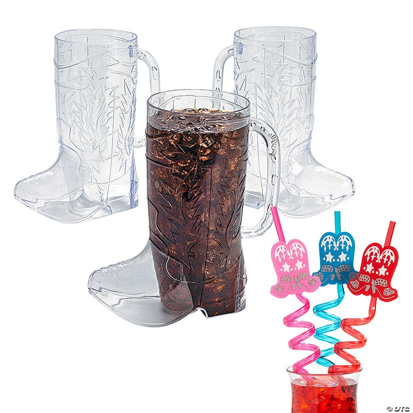 24 Pc. Cowboy Boot Mug & Straw Kit for 12 | Oriental Trading Company