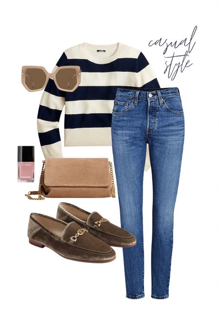 Casual style! Loafers. Skinny jeans. JCrew sweater. Fall casual outfits.

#LTKshoecrush #LTKunder100 #LTKstyletip