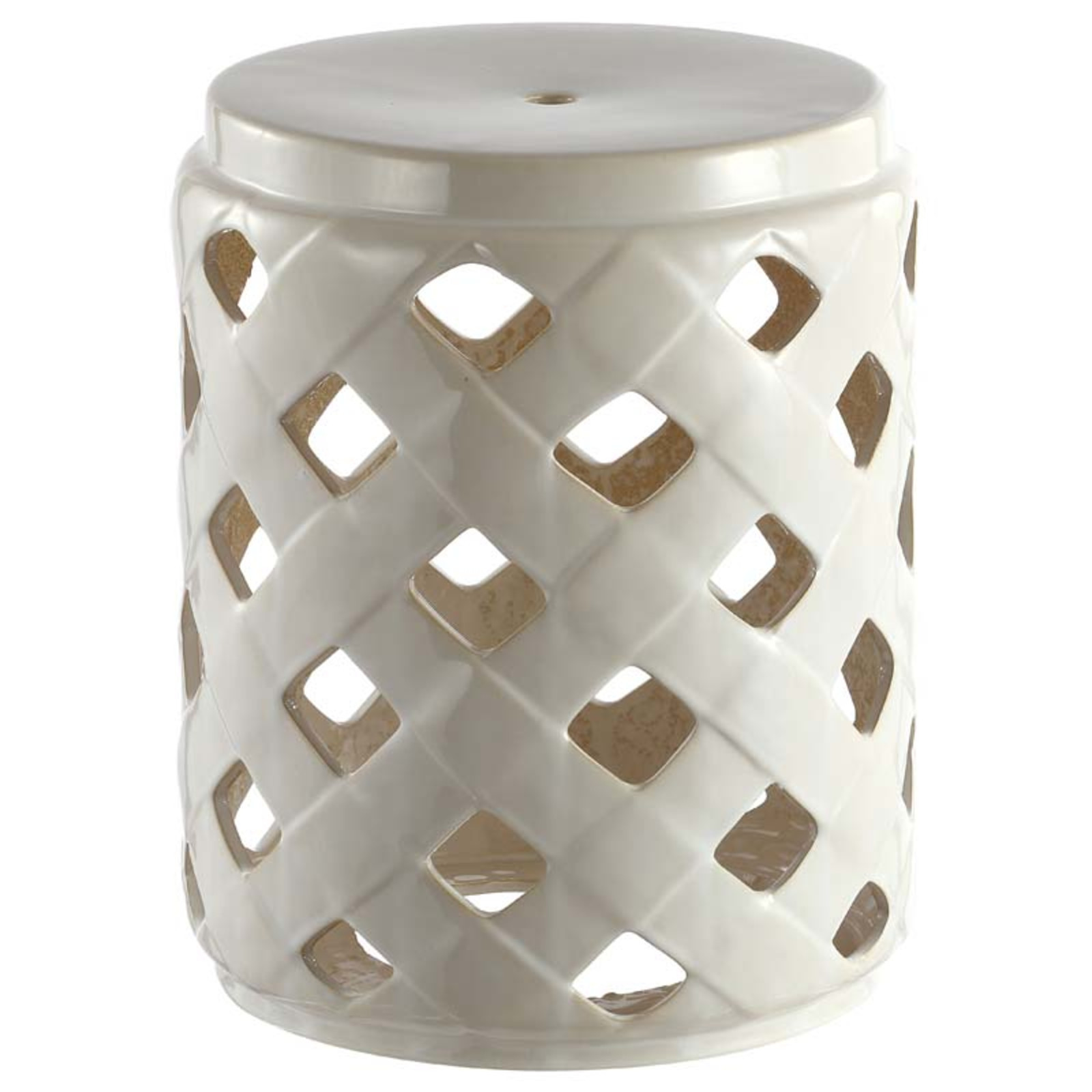 Ceramic Trellis Side Table - Cream | The Company Store
