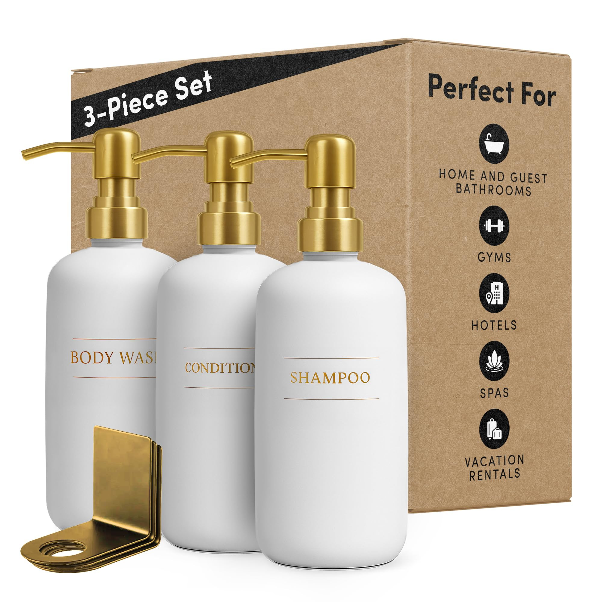 Shampoo and Conditioner Dispenser | Refillable Shower Dispenser Bottles | Bathroom Dispenser Sets... | Amazon (US)