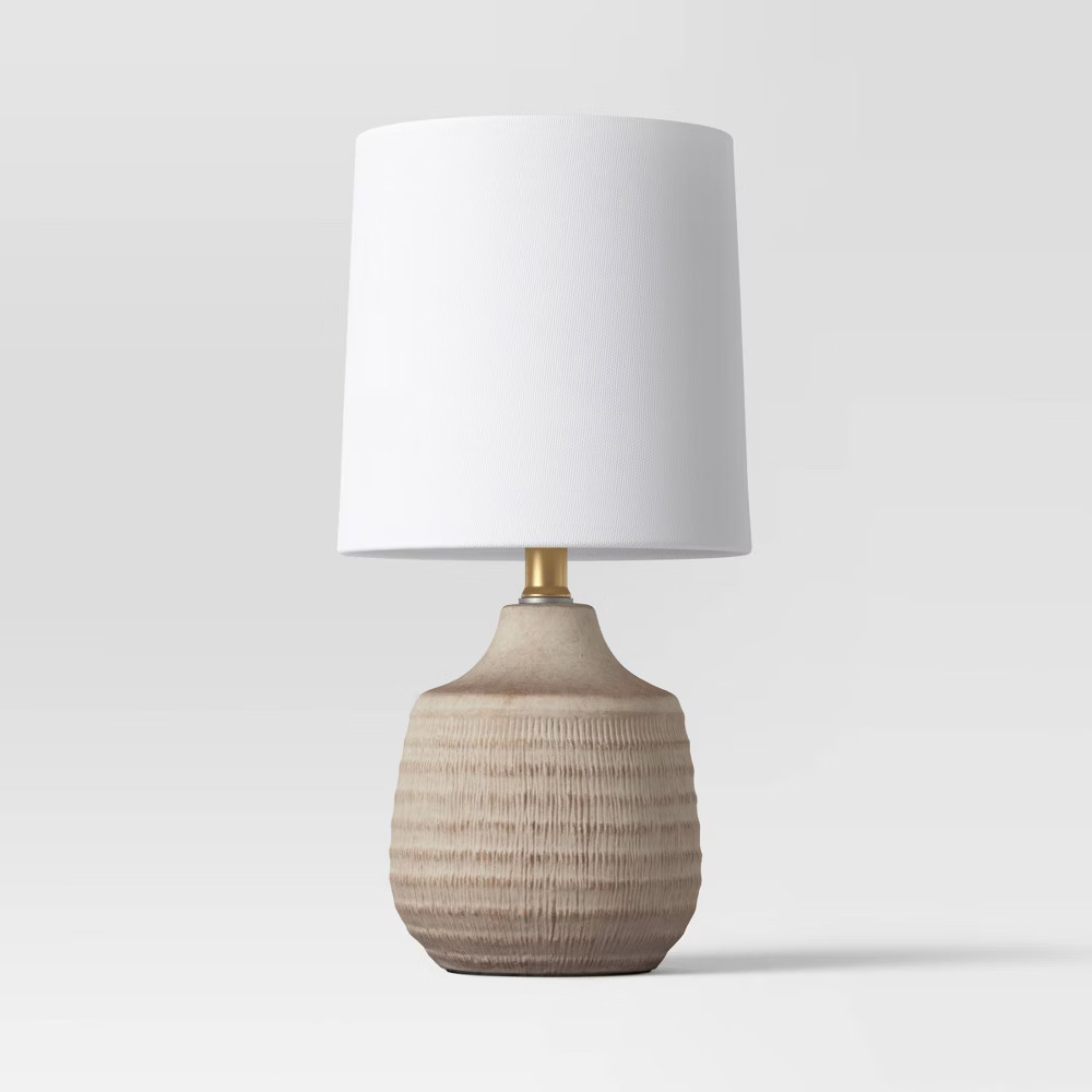 Textural Ceramic Mini Jar Shaped Table Lamp Light Brown (Includes LED Light Bulb) - Threshold | Target