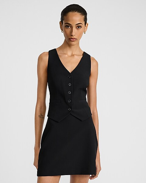 Studio Stretch Twill High Waisted Mini Skirt | Express