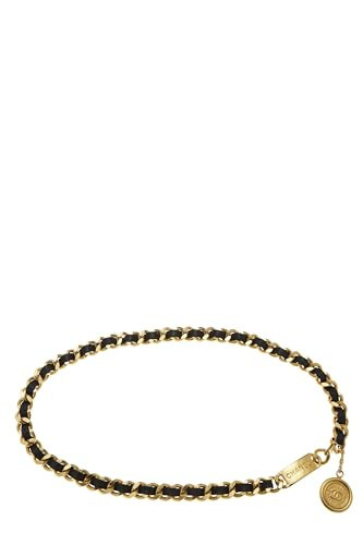 Chanel, Pre-loved Gold & Black Leather 'CC' Medallion Chain Belt, Black | Amazon (US)