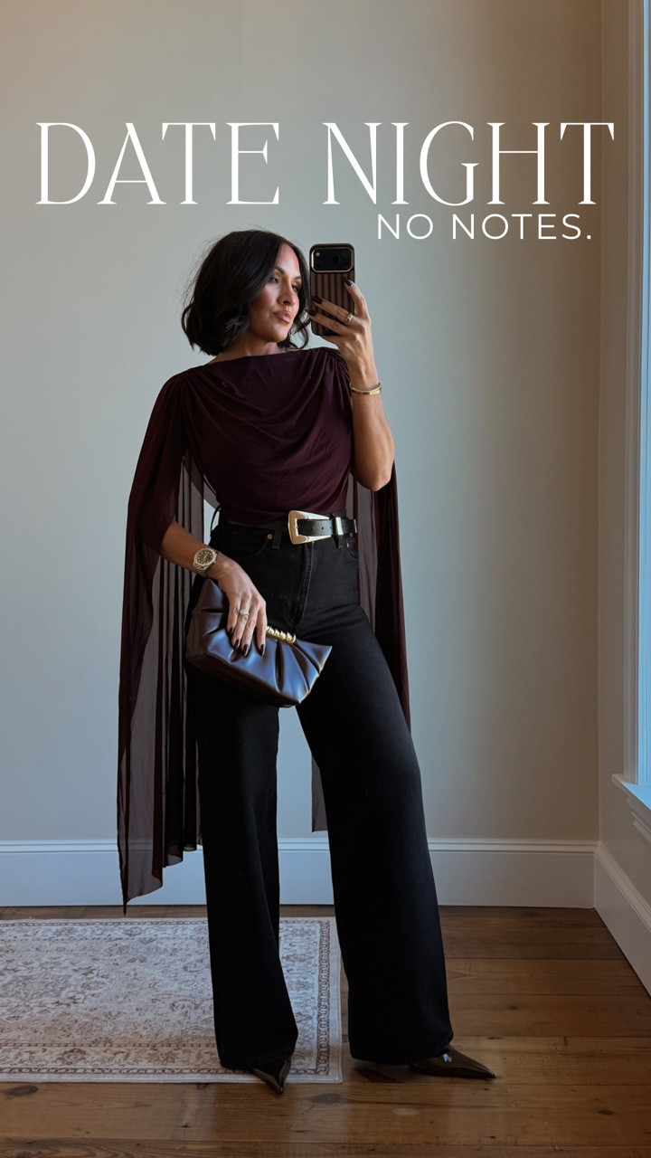Apparently I need dinner reservations immediately because this outfit cannot stay home. 😂🤎 The TOP?! A little drama never hurt anybody. Date night is officially handled.
