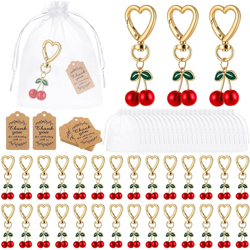24 Set Cherry Keychain Bulk Party Favor Gifts Cherry Keychains for Women Purse Charm Keyrings Acc... | Amazon (US)