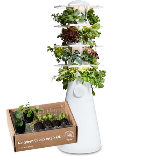 New! Lettuce Grow Farmstand Nook | 20 Plant Hydroponic System | Self-Watering Indoor Vertical Garden Planter Tower w/Pump, BPA-Free Food Grade | 4ft 7in | Made in USA… | Amazon (US)