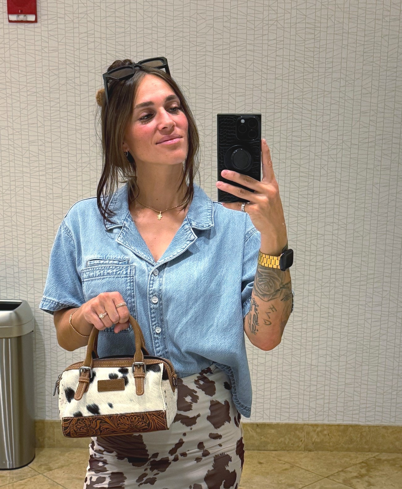 Denim & Cowhide 🫶🏼

#LTKStyleTip #LTKFindsUnder50 #LTKItBag