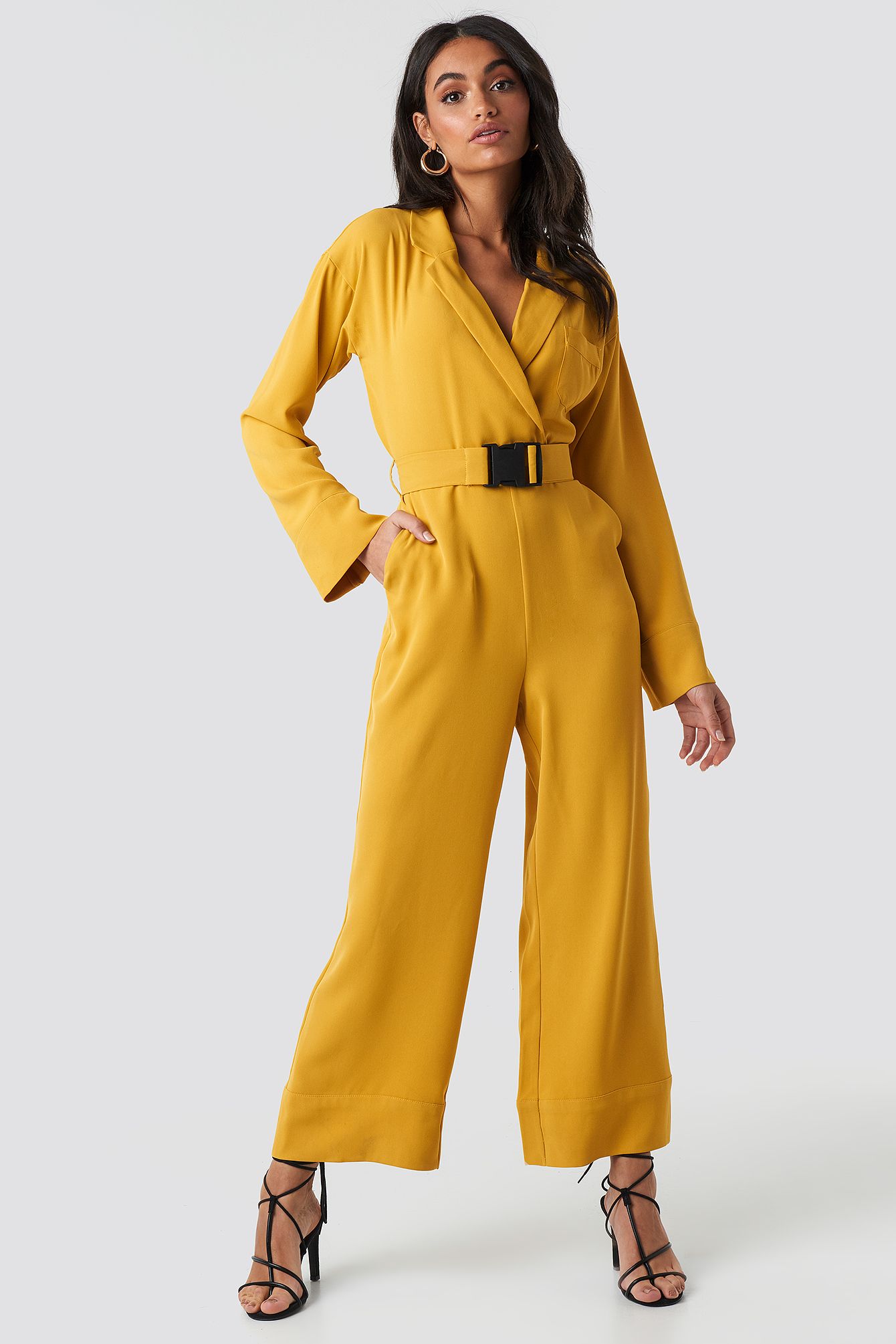 Belted Wrap Front Jumpsuit Gelb | NA-KD DE, AT, CH