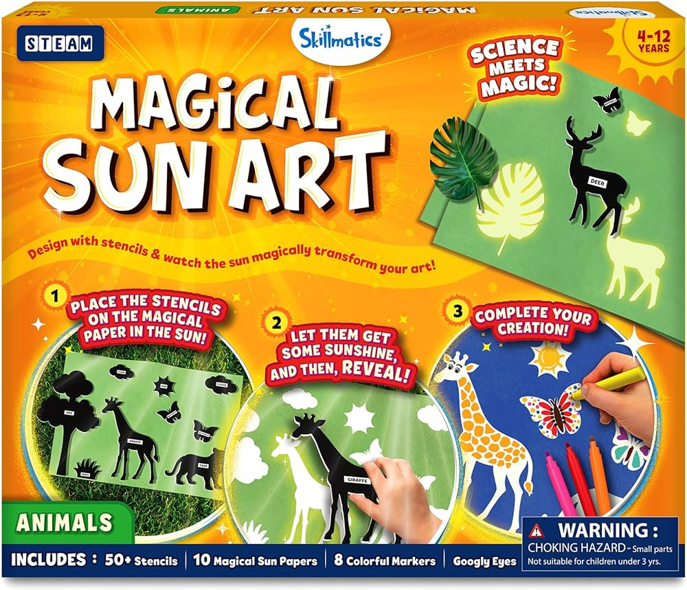 Skillmatics Sun Paper Art Kit - STEM Craft Kit for Kids with Decorative Paper, Stencils & Markers... | Amazon (US)