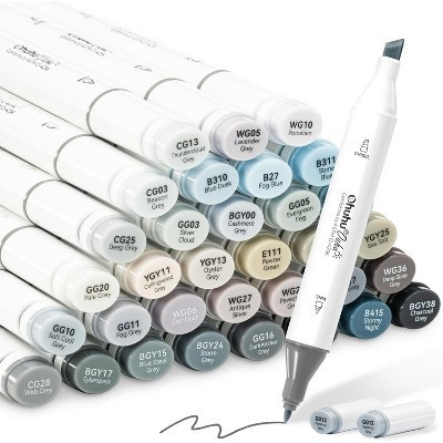 Ohuhu Alcohol Markers Gray Tone- Double Tipped Alcohol Based Art Marker Set - 36 Grayscale Colors- Chisel & Fine- Oahu of Ohuhu Markers- Refillable | Target