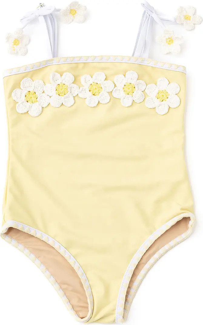 Kids' Embroidered Crochet Floral One-Piece Swimsuit | Nordstrom