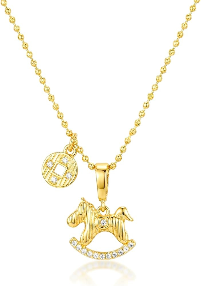 Gold Necklace for Woman, 18K Gold Plated Pendant Necklace, Elegant Cubic Zirconia Pendant, A Styl... | Amazon (US)