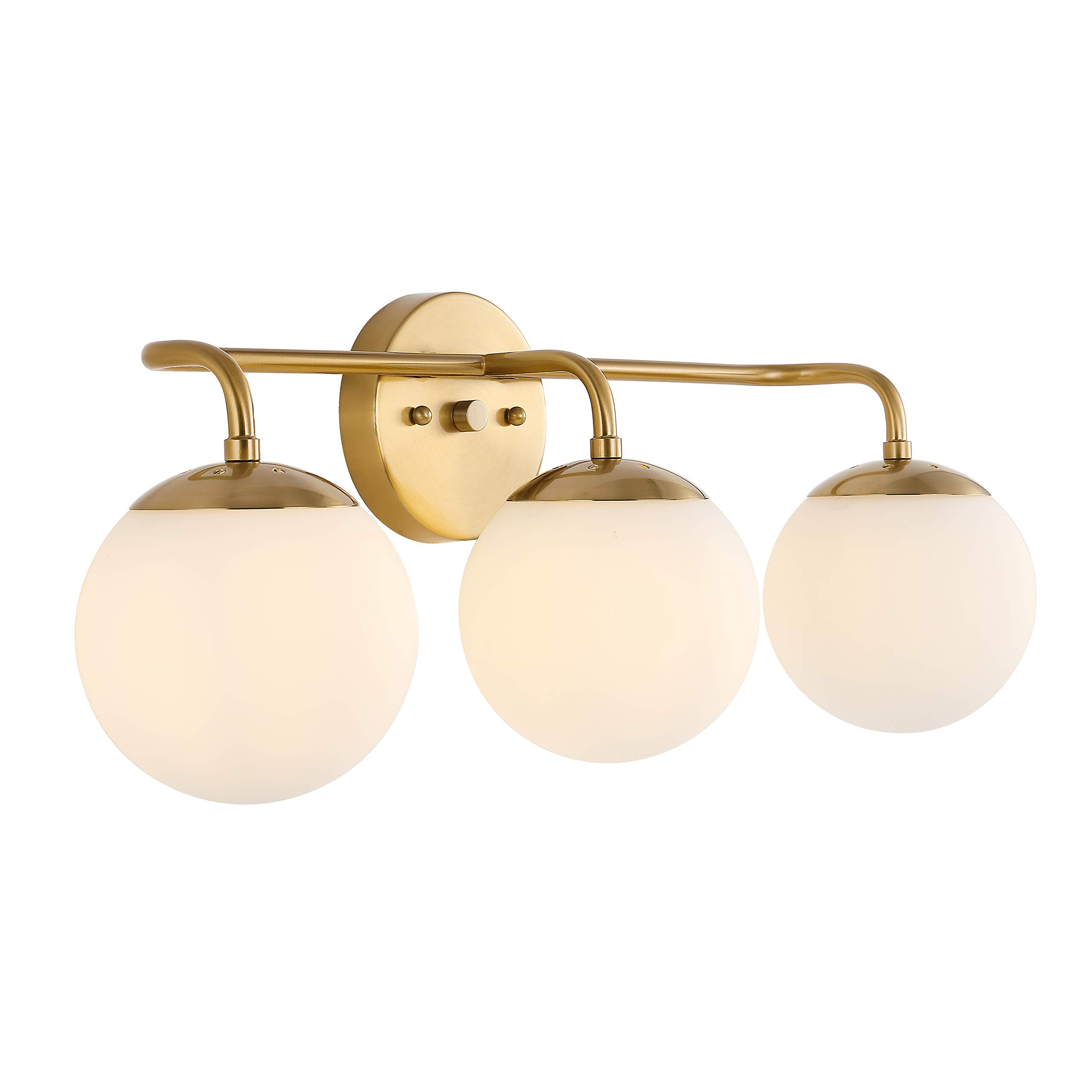 JONATHAN Y JYL3536A Midcentury Modern 3-Light Globe Vanity Light, 25" Brass Gold Wall Sconce with... | Amazon (US)