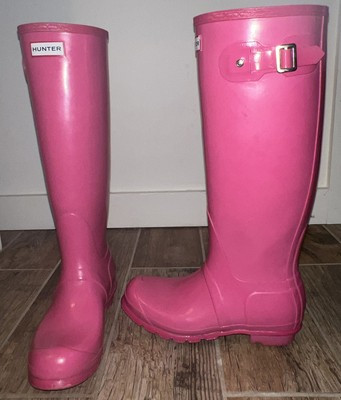 Hunter Rain Boots Size Womens 8 (7M/8F) Light Pink Tall Logo Rubber | eBay US