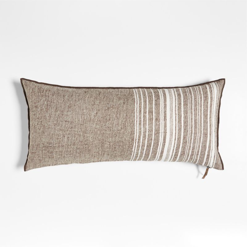 Bande Dark Beige Textured Stripe 36''x16'' Throw Pillow with Feather Insert + Reviews | Crate & B... | Crate & Barrel