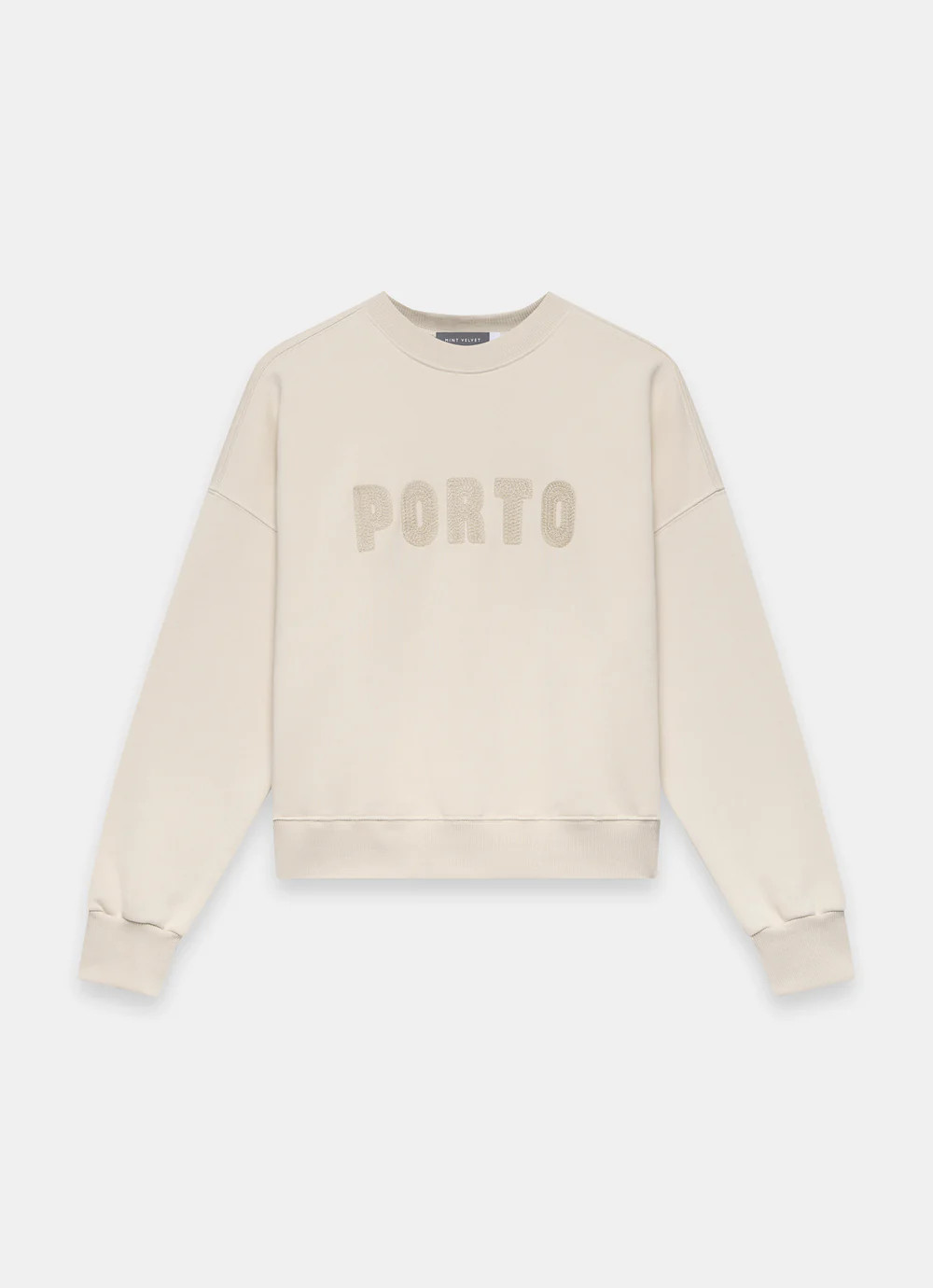 Neutral Cotton Blend Graphic Motif Sweatshirt | Mint Velvet