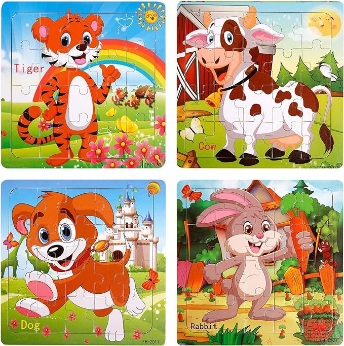 Puzzles for Kids Ages 3-5 20 Piece Wooden Jigsaw Puzzle for Kids Children Learning Educational To... | Amazon (US)