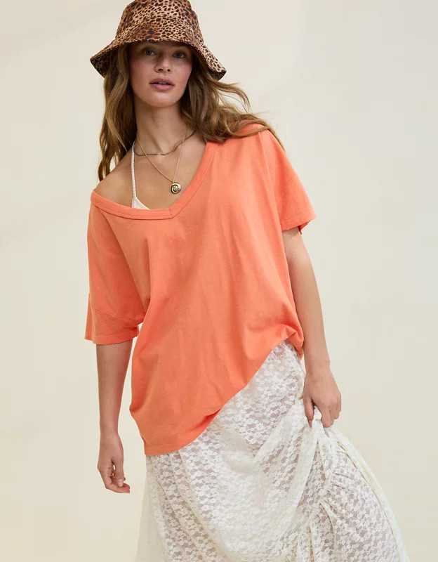 Aerie Oversized V-Neck Boyfriend T-Shirt | Aerie