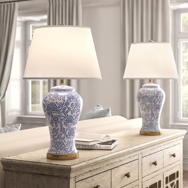 29" Blue/White Table Lamp Set (Set of 2) | Wayfair North America