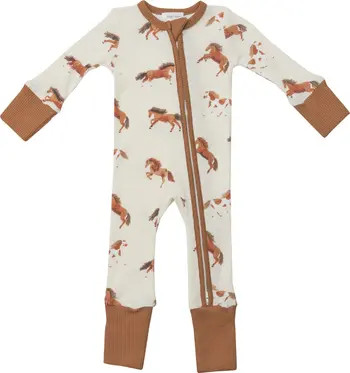 Angel Dear Horses Two-Way Zip Fitted Romper | Nordstrom | Nordstrom